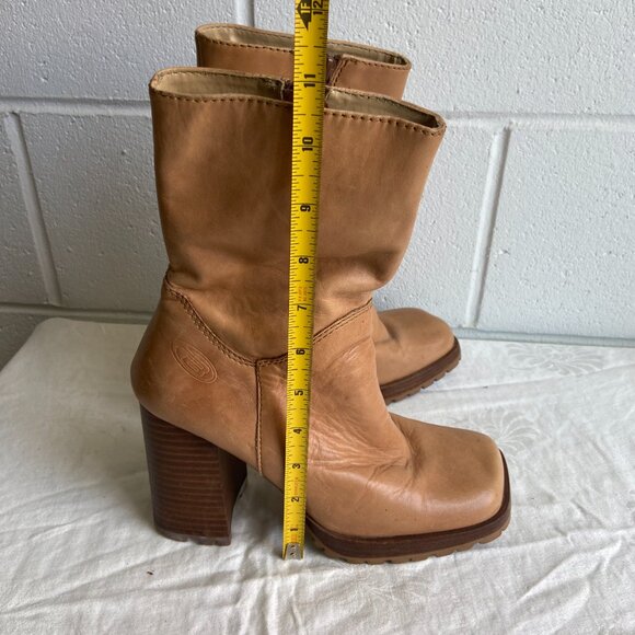 Vintage Bongo Leather Y2K Stacked Heel Lug Sole Boots - Picture 4 of 4